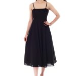 Proclassy Women Solid Georgette Shoulder Strap Western Dress Flared