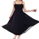Proclassy Women Solid Georgette Shoulder Strap Western Dress Flared - Image 4