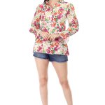 Proclassy Women Floral Print Multicolor Georgette Full Seelve Collar Top