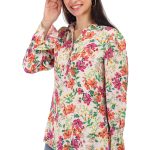 Proclassy Women Floral Print Multicolor Georgette Full Seelve Collar Top - Image 3