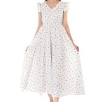 Proclassy Women Solid Polycrape V Neck ruffle sleeve Maxi Dress