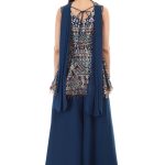 ProClassy Embroidered Sequin Work Navy Blue Georgette Party Wear Top with Palazzo & Dupatta - Image 5