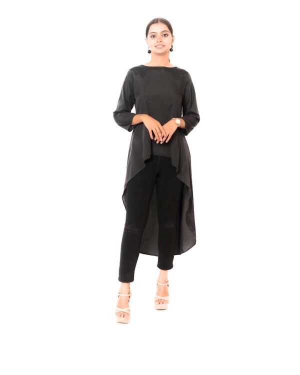 Black High-Low Tunic and Slim Fit Pants Set
